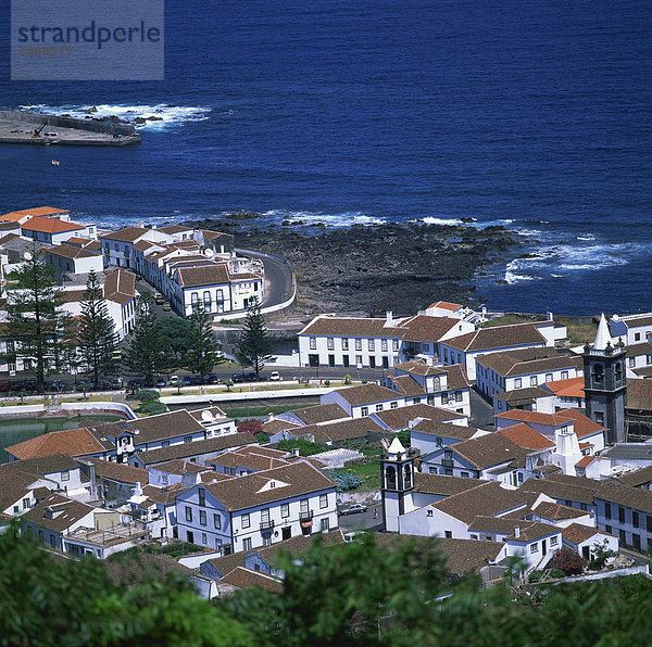 Europa Gebäude Küste Stadt Insel Atlantischer Ozean Atlantik Azoren Portugal