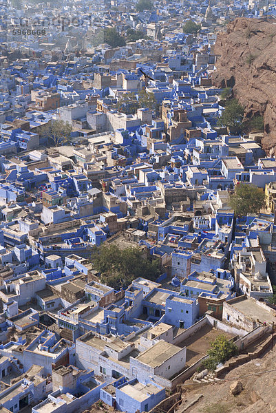 Gebäude Großstadt blau Ansicht Festung Asien Indien Jodhpur