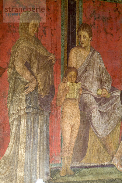 Fresko in der Villa dei Misteri  Pompeji  eine römische Stadt in 79 zerstört durch einen Vulkanausbruch vom Vesuv  UNESCO-Weltkulturerbe  in der Nähe von Neapel  Kampanien  Italien  Europa
