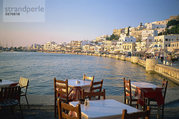 Hafen Europa Stuhl Ufer Cafe Hintergrund Kykladen Griechenland Griechische Inseln