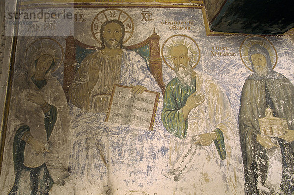 Innenraum Fresken auf Kirche Wand in das Kloster St. Johannes  bei Chora  Patmos  Dodecanese Inseln  griechische Inseln  Griechenland  Europa