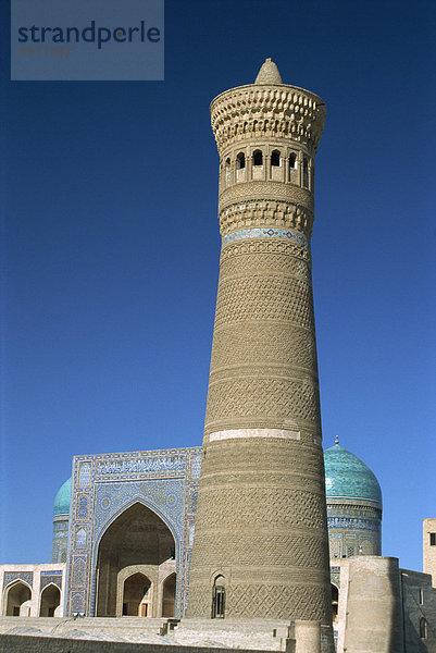 Kalon Minarett mit Mir-ich-Arab Medressa hinter  Buchara  Usbekistan  Zentralasien  Asien