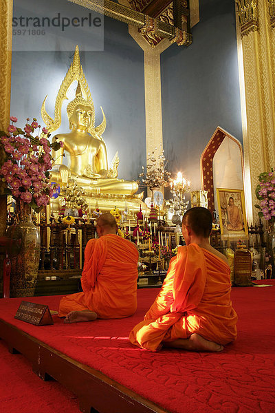 Bangkok Hauptstadt Gebet Marmor Südostasien Mönch Asien Buddha Thailand