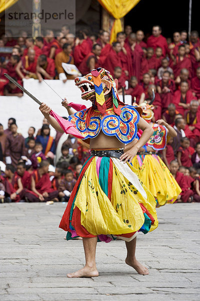 Buddhistische Festival (Tsechu)  Trashi Chhoe Dzong  Thimphu  Bhutan  Asien