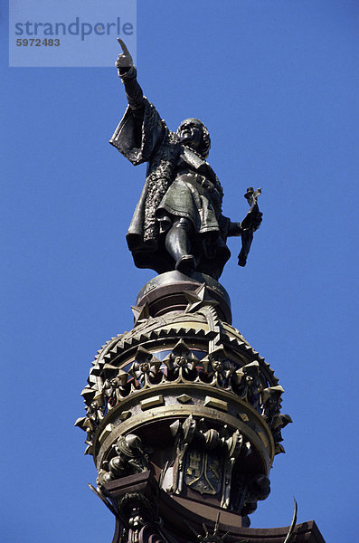 Statue von Christopher Columbus  Barcelona  Katalonien  Spanien  Europa
