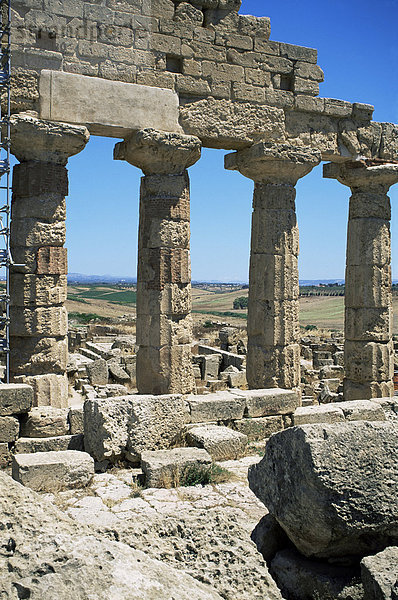 Ruinen des griechischen Tempels  Selinunte  Sizilien  Italien  Europa