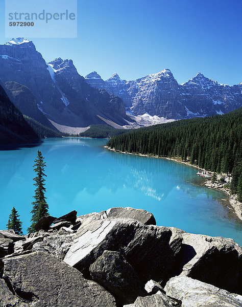 Moraine Lake  Tal der zehn Gipfeln  Banff National Park  UNESCO Weltkulturerbe  Rocky Mountains  Alberta  Kanada  Nordamerika