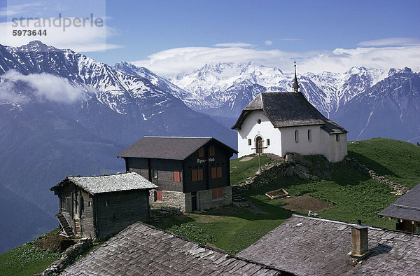 Bettmeralp  über dem Rhonetal  Berner Oberland  Schweizer Alpen  Schweiz  Europa