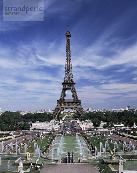 Trocadero und dem Eiffelturm  Paris  Frankreich  Europa