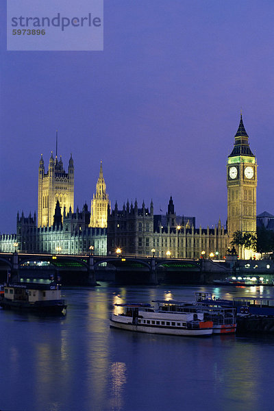 Europa Großbritannien Gebäude London Hauptstadt Fluss Themse Parlamentsgebäude England