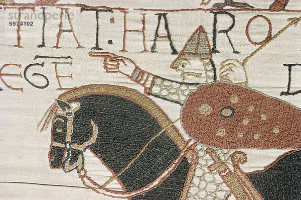 König Harold Anreise aus Norden  William  Bayeux Tapestry  Normandie  Frankreich  Europa zu konfrontieren