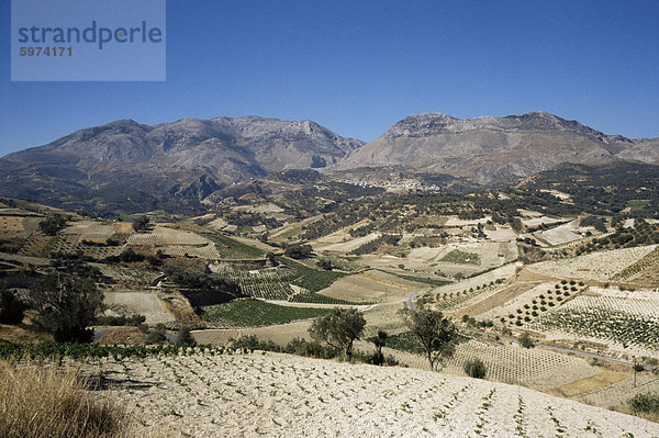 Landwirtschaftliche Tal und die Berge  Heraklion  Kreta  Griechenland  Europa