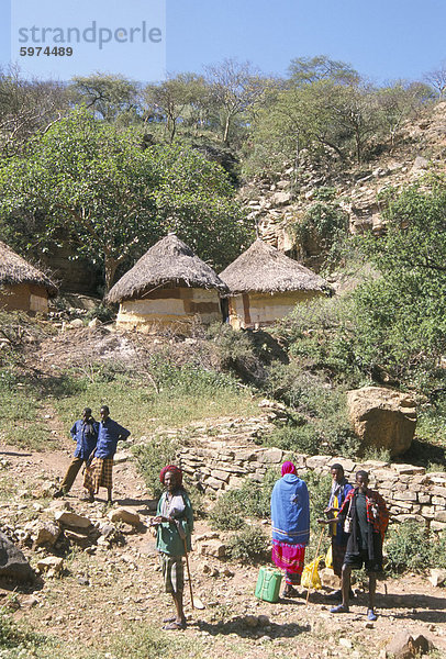 Tradition Gebäude Dorf Afrika Äthiopien