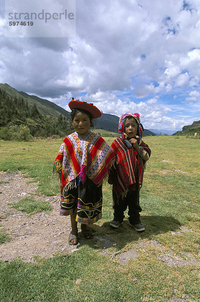 Zwei Kinder  Cuzco  Peru  Südamerika