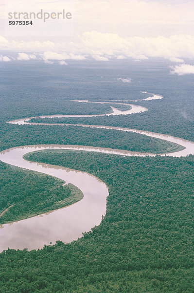 Luftbild von Fluss und Wald  West Irian (Irian Jaya). Indonesien  Südostasien  Asien