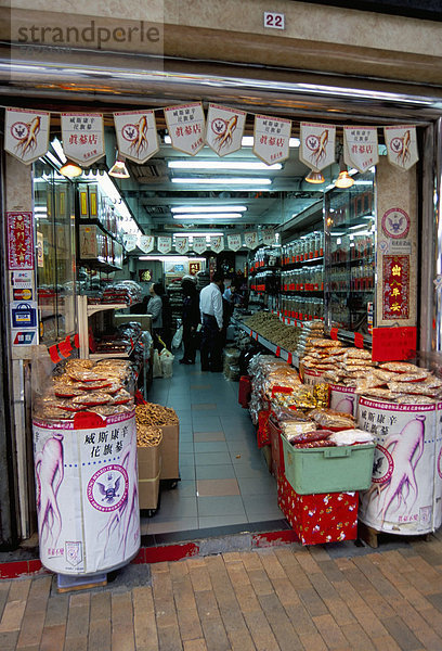 Ginseng-Geschäft  Wing Lok Street  Sheung Wan  Hong Kong Island  Hongkong  China  Asien