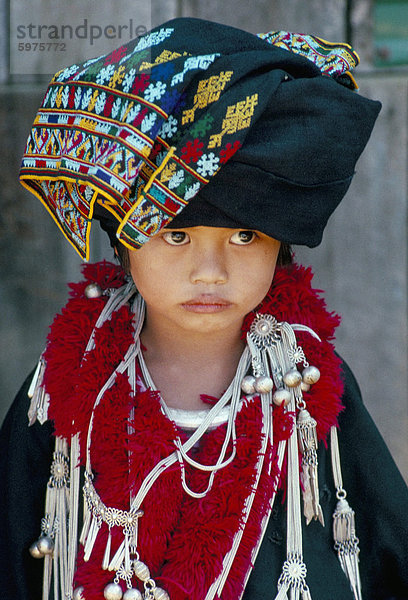 Portrait Dorf jung Ethnisches Erscheinungsbild Südostasien Mädchen Asien Thailand Yen