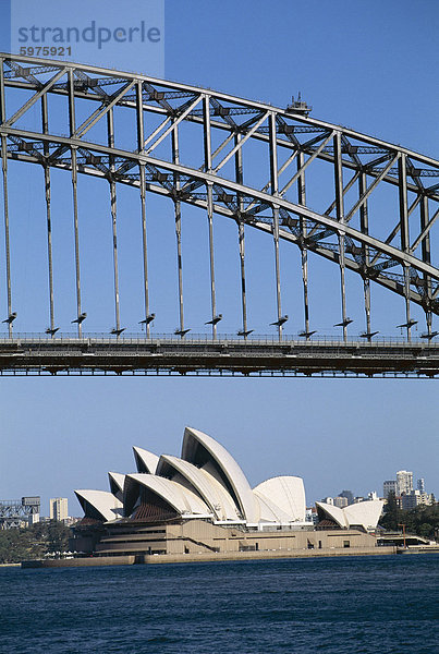 Hafen Wohnhaus Brücke Pazifischer Ozean Pazifik Stiller Ozean Großer Ozean Australien Oper Sydney