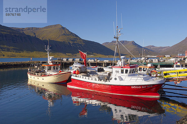 Eskifjordur Dorf  Eskifjordur Fjord  East Fjorde Gebiet (Austurland)  Island  Polarregionen