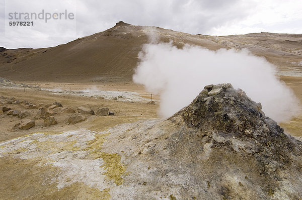 Hverir geothermischen Feldern am Fuße des Berges Namafjall  Myvatn See Gebiet  Island  Polarregionen