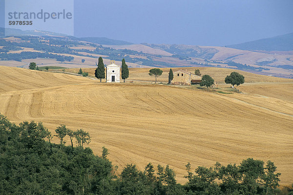 Vitaleta-Kapelle in der Nähe von Pienza  Val d ' Orcia  Provinz Siena  Toskana  Italien  Europa