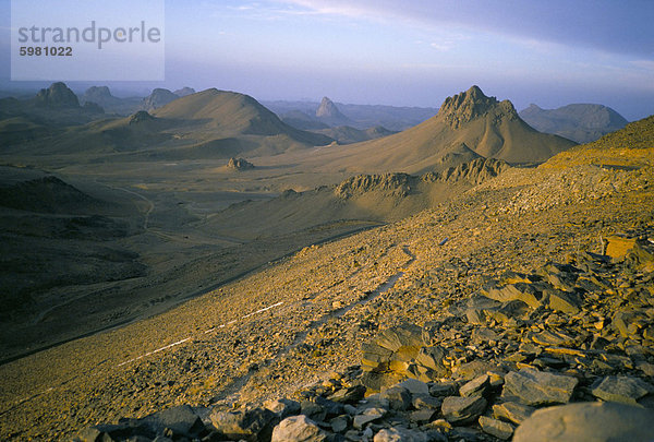 Verdienen Morgen  Assekrem  Wüste Hoggar-Gebirge  Sahara  Algerien  Nordafrika  Afrika