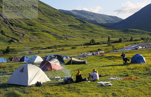 Camping  Vereinigtes Glencoe  Highlands  Schottland  Königreich  Europa