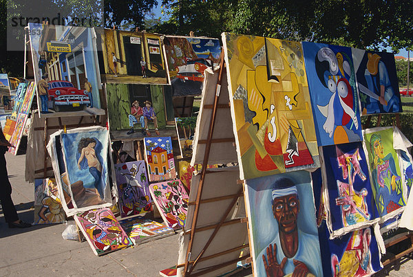Gemälde zu verkaufen  vermarkten  Old Havana  Kuba  Westindische Inseln  Mittelamerika