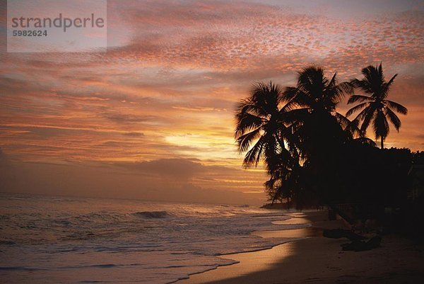 Sonnenuntergang über Worthing Beach  Christ Church  Barbados  Antillen  Karibik  Mittelamerika