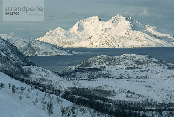 Rebbenesoy Insel im tiefsten Winter  in der Nähe von Tromsø  Arktis  Norwegen  Skandinavien  Europa