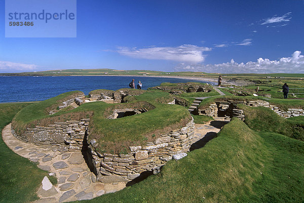 Skara Brae  neolithischen Dorf Datierung zwischen 3200 und 2200 v. Chr.  UNESCO Weltkulturerbe  Festland  Orkney Islands  Schottland  Vereinigtes Königreich  Europa