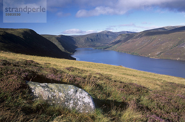 Loch Muick und Lochnagar  in der Nähe von Ballater  Aberdeenshire  Schottland  Vereinigtes Königreich  Europa