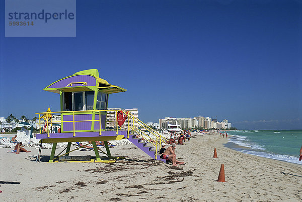 Art-Deco Rettungsschwimmer Station South Beach  Miami Beach  Florida  Vereinigte Staaten von Amerika  Nordamerika