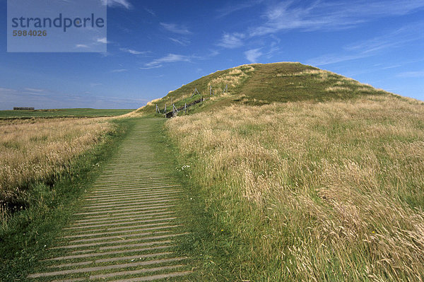 Maes Howe gekammert Cairn  datierend von 2700 v. Chr.  Teil des zentralen Festland zum UNESCO-Weltkulturerbe  Festland  Orkney Islands  Schottland  Vereinigtes Königreich  Europa