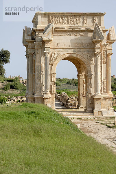 Bogen des Septimius Severus  Leptis Magna  UNESCO World Heritage Site  Libyen  Nordafrika  Afrika