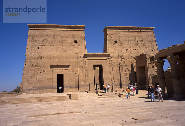 Tempel von Philae  zog den hohen Assuan-Staudamm errichtet wurde  in der Nähe von Assuan  Nubien  Ägypten  Nordafrika  Afrika