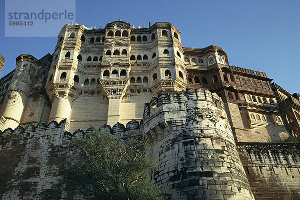 Festung  Befestigungsmaueren  Meherangarh  Jodhpur City  Bundesstaat Rajasthan  Indien  Asien