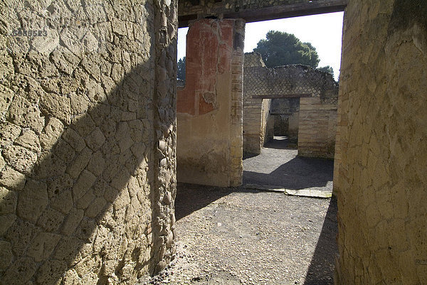 Die Ruinen von Herculaneum  eine römische Stadt in 79 zerstört durch einen Vulkanausbruch vom Vesuv  UNESCO-Weltkulturerbe  in der Nähe von Neapel  Kampanien  Italien  Europa