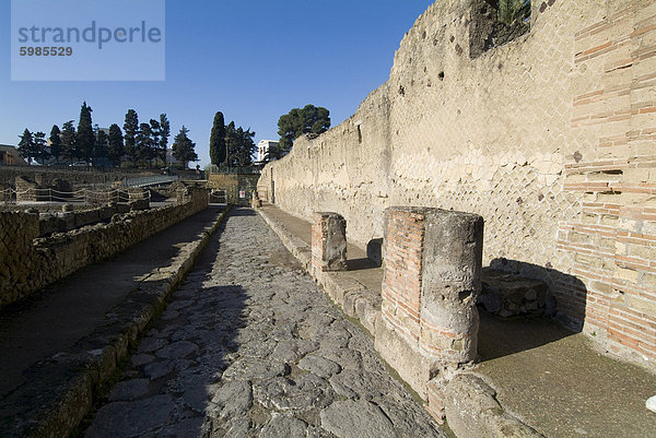 Die Ruinen von Herculaneum  eine römische Stadt in 79 zerstört durch einen Vulkanausbruch vom Vesuv  UNESCO-Weltkulturerbe  in der Nähe von Neapel  Kampanien  Italien  Europa