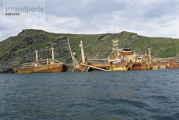 Schiff strandete 1992  in der Nähe von Salcombe  Devon  England  Vereinigtes Königreich  Europa