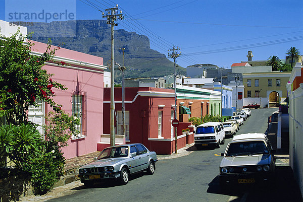 Bo-Kaap-Viertel (Malay Quarter) mit Tafelberg  Kapstadt  Südafrika