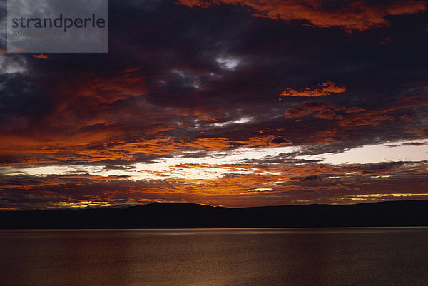 Sonnenuntergang über Lake Baringo  Kenia  Ostafrika  Afrika