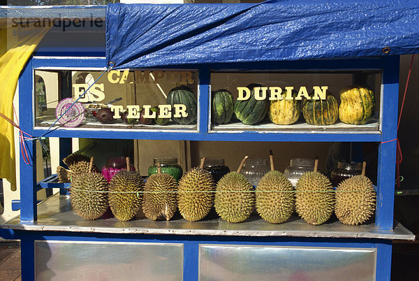 Stand verkaufen Durian Frucht  Jogjakarta  Java  Indonesien  Südostasien  Asien