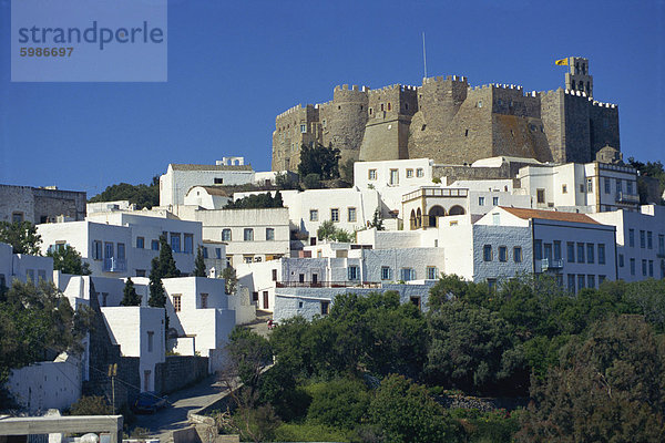 Hora und Kloster St. John  Patmos  Dodecanese  griechische Inseln  Griechenland  Europa