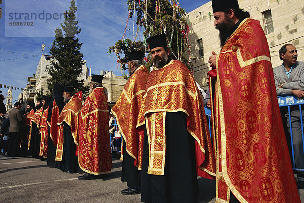 Patriarchalische Garde der Ehre  orthodoxer Weihnachtstag  Bethlehem  Israel  Naher Osten