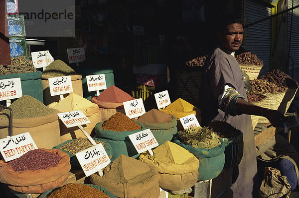 Gewürze in Markt  Aswan  Oberägypten  Ägypten  Nordafrika  Afrika