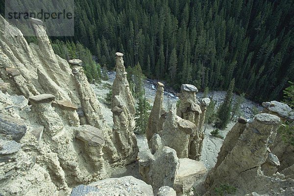 Hoodoos im Hoodoo Creek  Yoho Nationalpark  UNESCO Weltkulturerbe  Rocky Mountains  British Columbia  Kanada  Nordamerika