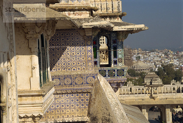 Staatliche City Palace  erbaut im Jahre 1775  Udaipur  Rajasthan  Indien  Asien