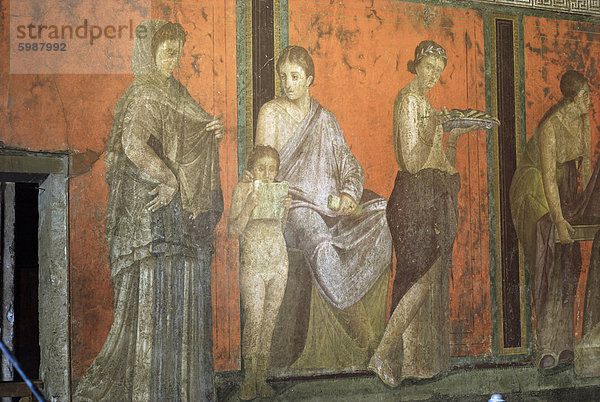 Wandmalereien  Villa der Mysterien  Pompeji  UNESCO World Heritage Site  Kampanien  Italien  Europa