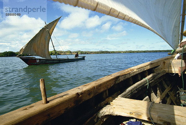 Dhaus am Fluss  Lamu  Kenia  Ostafrika  Afrika